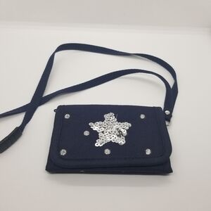 Gap Kids navy trifold wallet with sequin star and polka dots